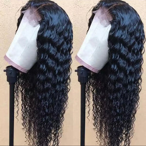 Natural Black Curly Water Wave Wig Full Lace Wig